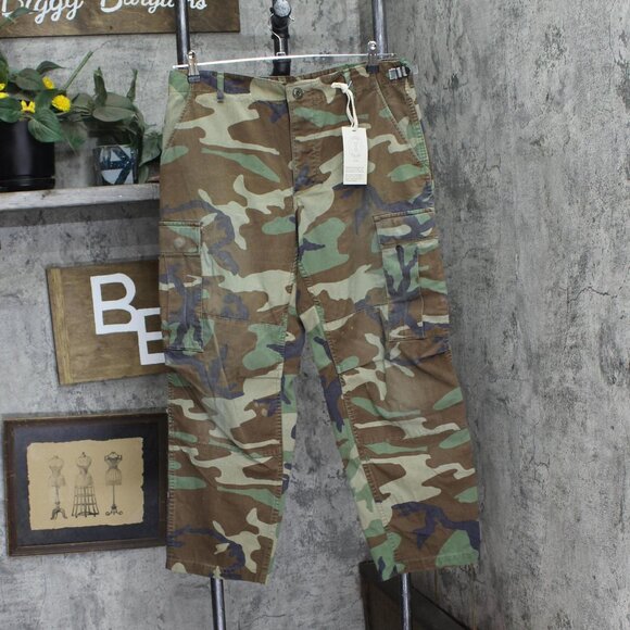 Urban Renewal Womens Upcycle Baggy Military Canvas Pants Green Camo M - Picture 1 of 9
